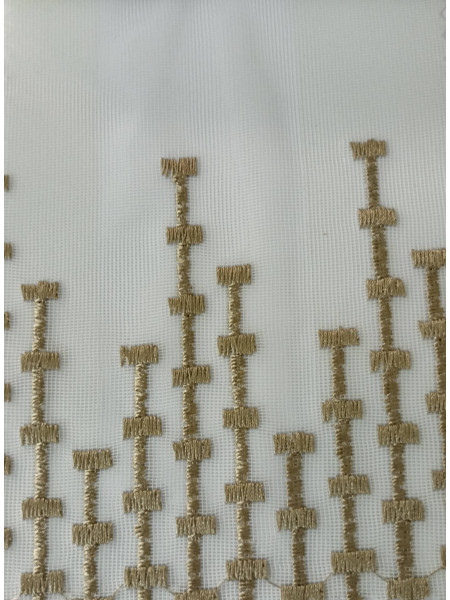 QY7121SJC Elbert Lavenders Embroidered Double Pinch Pleat Ready Made Sheer Curtains(Color: Brown)