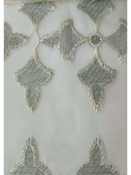 QY7121SK Elbert Clovers Embroidered Custom Made Sheer Curtains(Color: Grey)