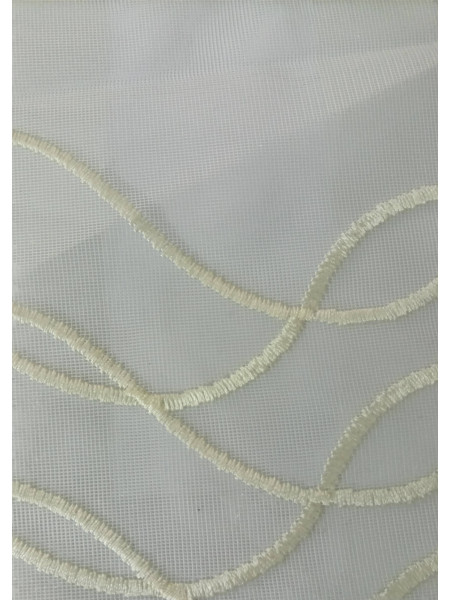 QY7121SM Elbert Ripple Embroidered Custom Made Sheer Curtains(Color: Beige)