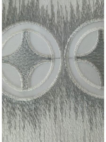 QY7121SNC Elbert Embroidered Double Pinch Pleat Ready Made Sheer Curtains(Color: White grey)