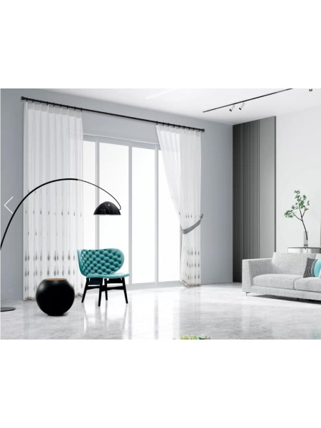 QY7121SO Elbert Leaves Embroidered Custom Made Sheer Curtains