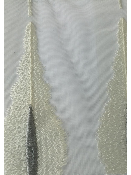 QY7121SO Elbert Leaves Embroidered Custom Made Sheer Curtains(Color: White grey)