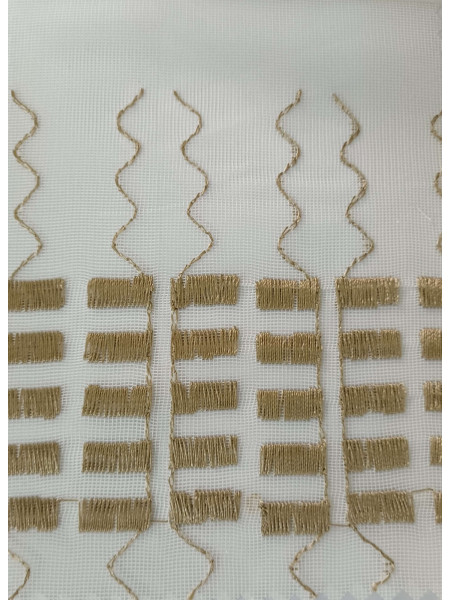 QY7121SPC Elbert Horizontal Stripes Embroidered Double Pinch Pleat Ready Made Sheer Curtains(Color: Brown)
