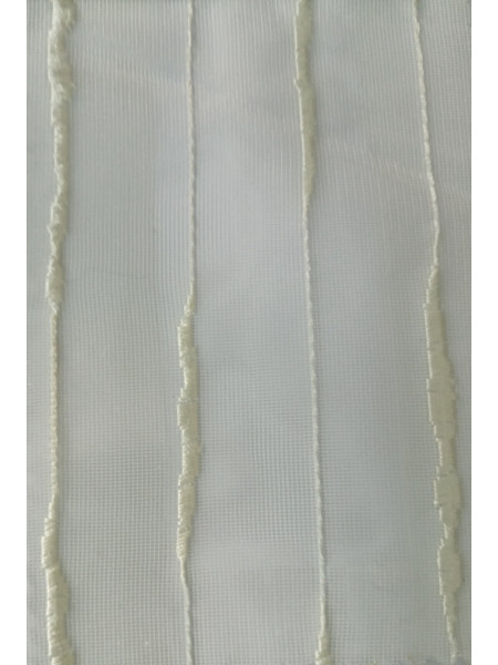 QY7121SQ Elbert Stripes Embroidered Custom Made Sheer Curtains(Color: Beige)