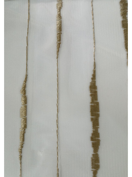 QY7121SQ Elbert Stripes Embroidered Custom Made Sheer Curtains(Color: Brown)