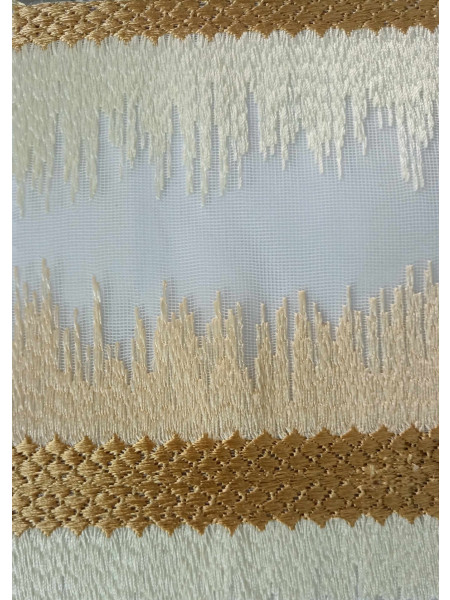 QY7121SRC Elbert Embroidered Double Pinch Pleat Ready Made Sheer Curtains(Color: Beige brown)
