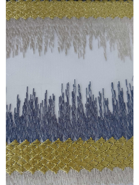 QY7121SR Elbert Embroidered Custom Made Sheer Curtains(Color: Blue yellow)