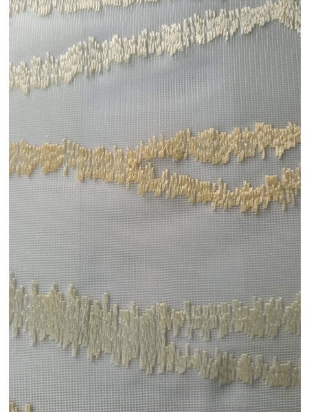QY7121ST Elbert Waves Embroidered Custom Made Sheer Curtains(Color: Beige)