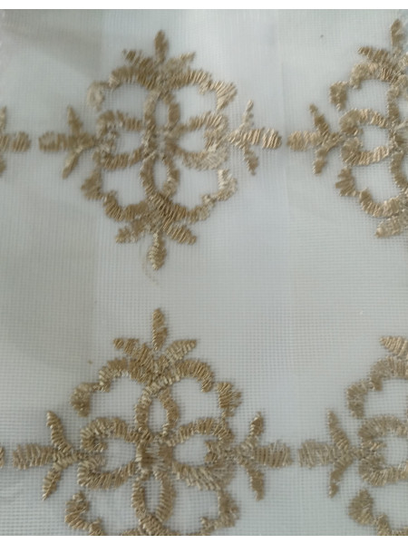 QY7121SX Elbert Flowers Embroidered Custom Made Sheer Curtains(Color: Brown)