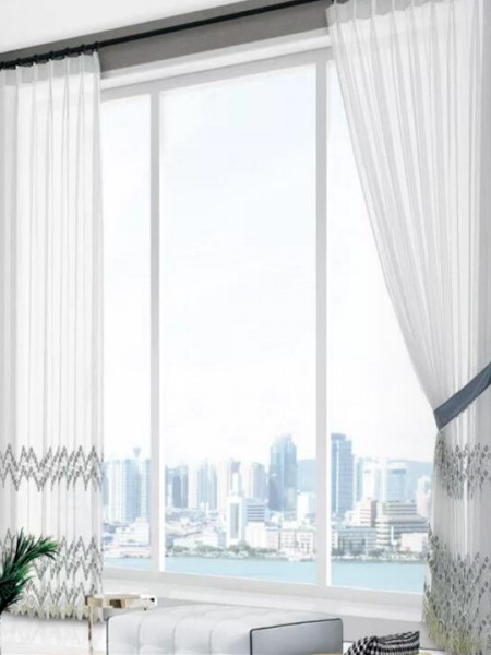 QY7121SY Elbert Embroidered Custom Made Sheer Curtains