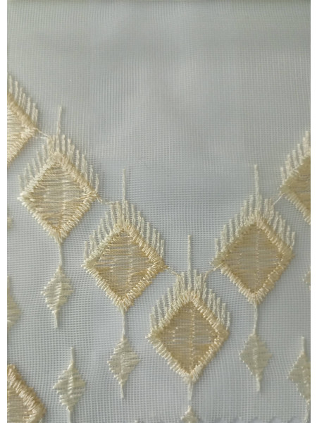 QY7121SYC Elbert Embroidered Double Pinch Pleat Ready Made Sheer Curtains(Color: Beige)