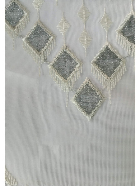 QY7121SYC Elbert Embroidered Double Pinch Pleat Ready Made Sheer Curtains(Color:Grey)