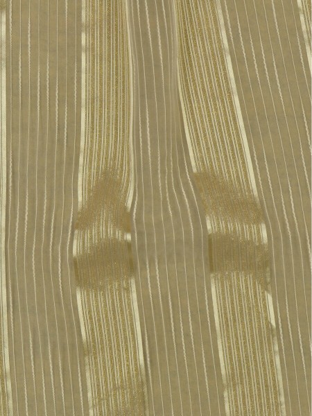 QY7151SB Laura Striped Custom Made Sheer Curtains with Gold Line (Color: Cloud Dancer)