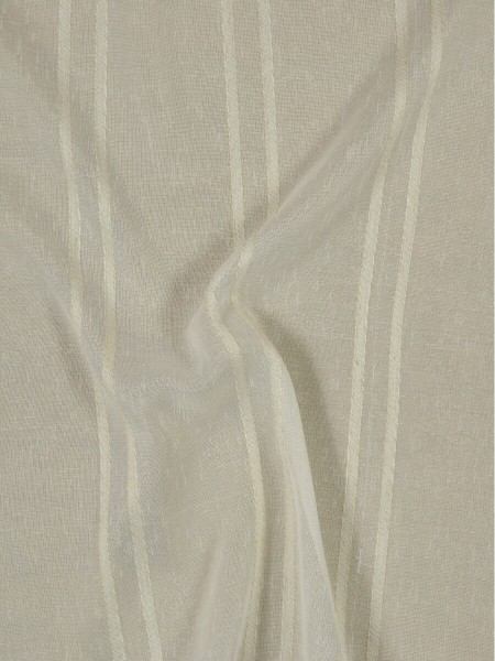 QY7151SD Laura Striped Faux Linen Custom Made Sheer Curtains (Color: Bright White)