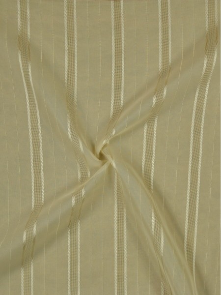 QY7151SE Laura Striped Polyester Custom Made Sheer Curtains (Color: Alabaster Gleam)