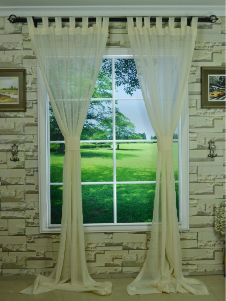 QY7151SJB Laura Solid Plain Dyed Tab Top Sheer Curtains