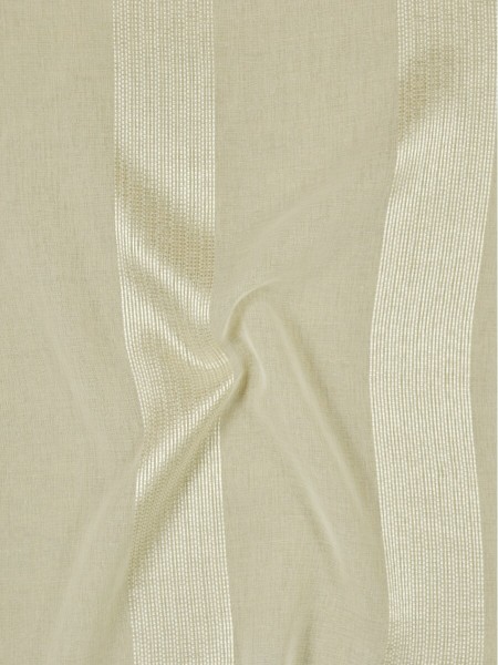 QY7151SKG Laura Striped Back Tab Sheer Curtains (Color: Alabaster Gleam)