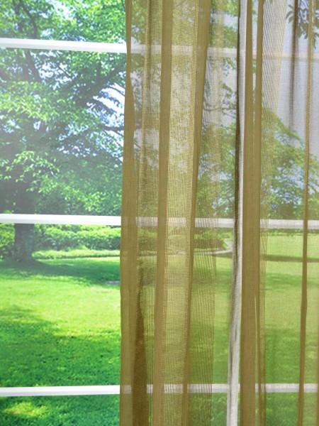 QY7151SKG Laura Striped Back Tab Sheer Curtains Fabric Details