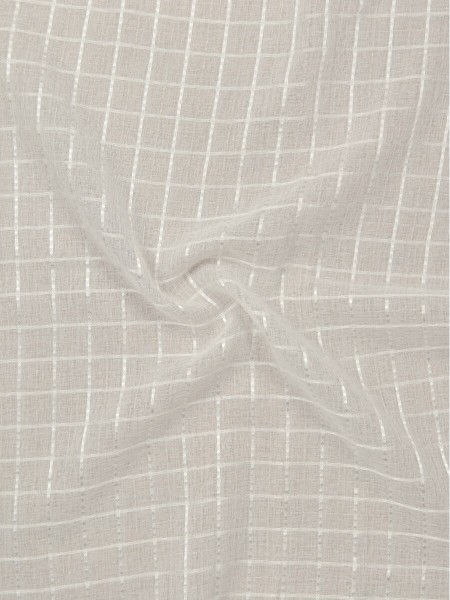 QY7151SOA Laura Small Plaid Polyester Versatile Pleat Sheer Curtains (Color: Bright White)
