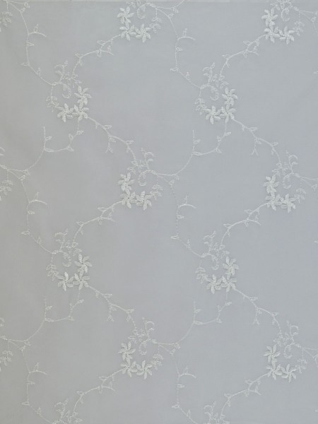 Elbert Damask Floral Pattern Embroidered Rod Pocket White Sheer Curtains Panels Ivory Color