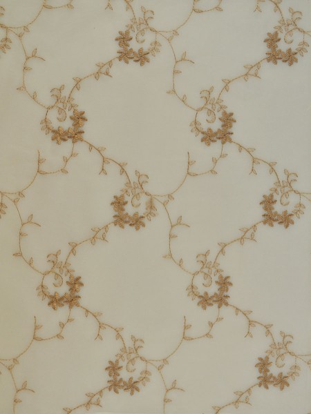 Elbert Damask Floral Embroidered Sheer Fabric Sample Cream Color