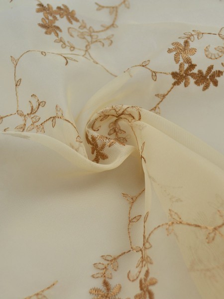 Elbert Damask Floral Embroidered Custom Made Sheer Curtains White Sheer Curtain (Color: Cream)