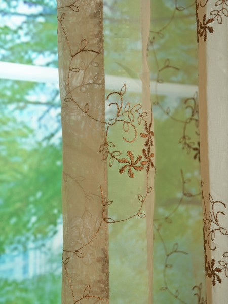 Elbert Damask Floral Embroidered Custom Made Sheer Curtains White Sheer Curtain Fabric Details