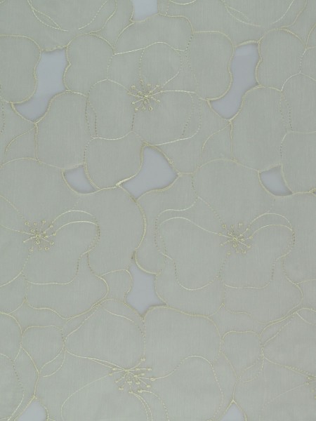 Elbert Hollow Out Pattern Embroidered Grommet White Sheer Curtains Panels Online Beige Color