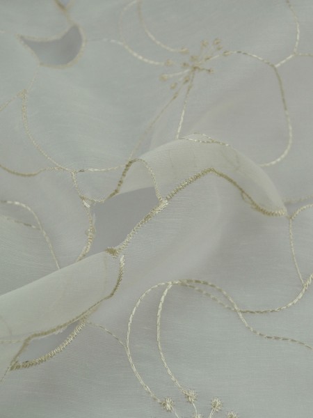 Elbert Hollow Out Embroidered Custom Made Sheer Curtains White Sheer Curtains (Color: Beige)