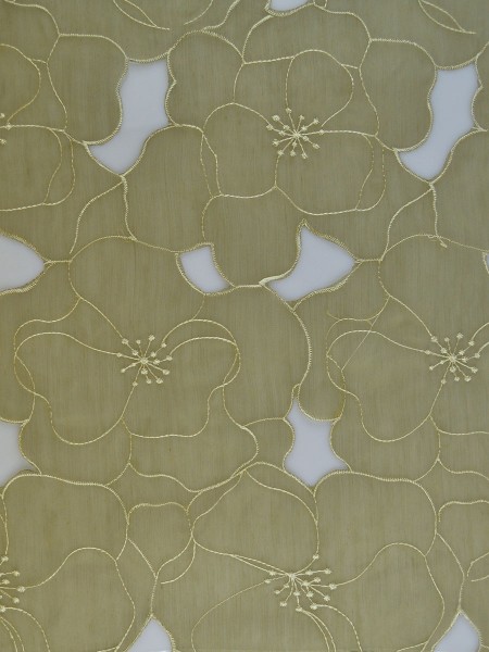 Elbert Hollow Out Pattern Embroidered Grommet White Sheer Curtains Panels Online Moss Green Color