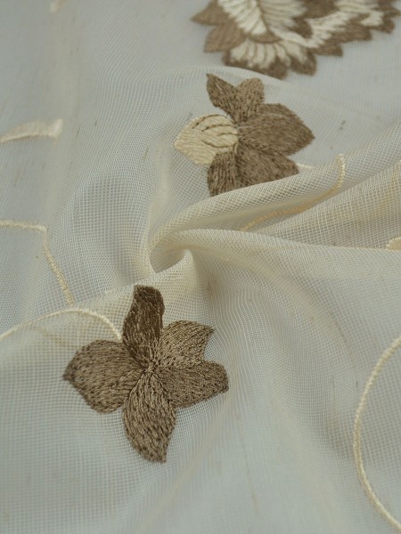 Elbert Flower Pattern Embroidered Versatile Pleat White Sheer Curtains Panels (Color: Beaver)