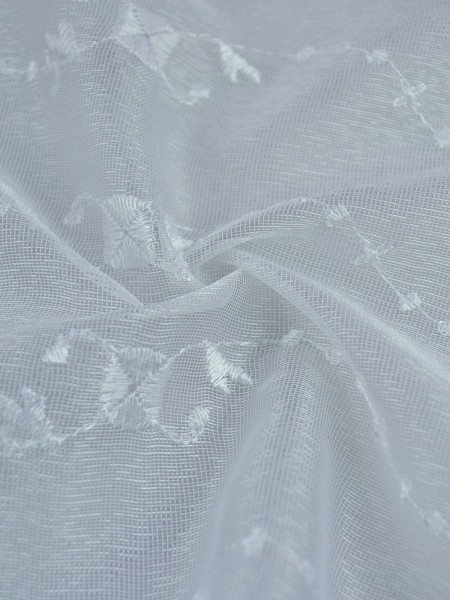 Elbert Daisy Chain Embroidered Custom Made Sheer Curtains White Sheer Curtains (Color: White)