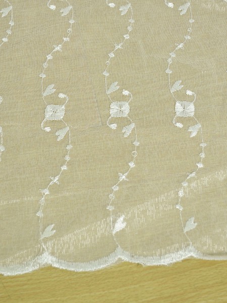 Elbert Daisy Chain Pattern Embroidered Versatile Pleat White Sheer Curtain Panel Fabric Details