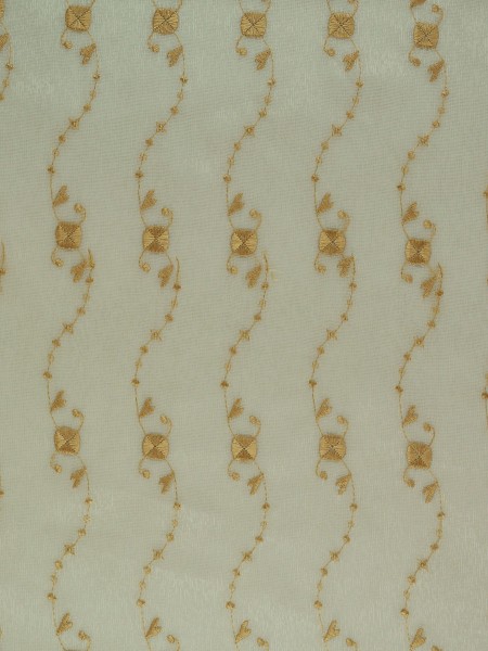 Elbert Daisy Chain Pattern Embroidered Grommet White Sheer Curtain Panels Online Beige Color