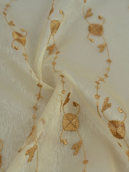 Elbert Daisy Chain Embroidered Custom Made Sheer Curtains White Sheer Curtains (Color: Beige)