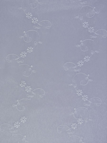 Elbert Vine Floral Embroidered Sheer Fabric Sample White Color