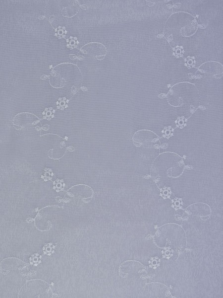 Elbert Vine Floral Pattern Embroidered Back Tab White Sheer Curtain Panel Online Color