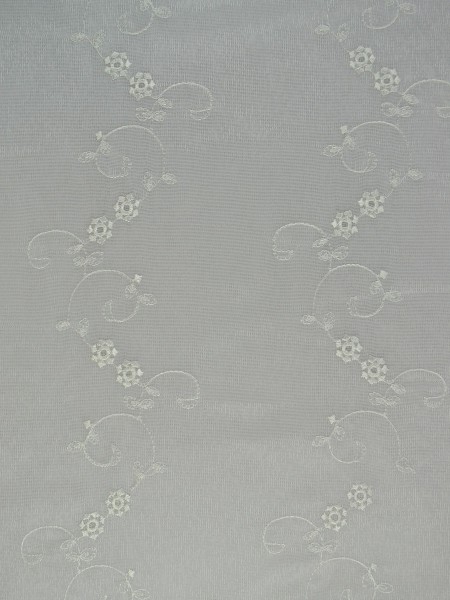 Elbert Vine Floral Embroidered Sheer Fabric Sample Ivory Color