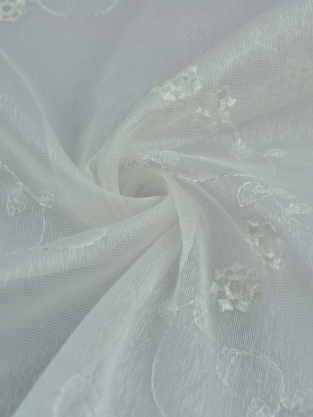 Elbert Vine Floral Embroidered Custom Made Sheer Curtains White Sheer Curtains (Color: Ivory)