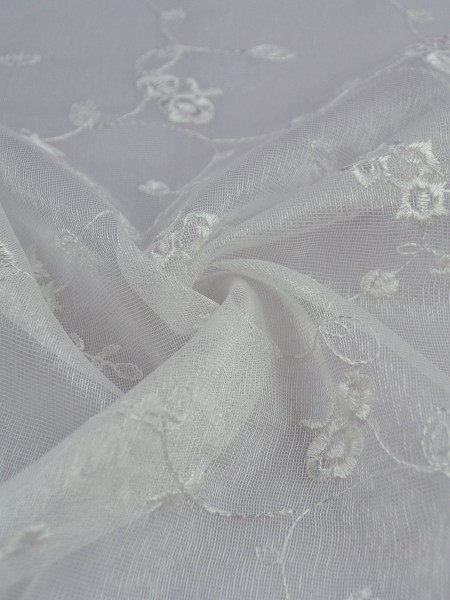 Elbert Damask Pattern Embroidered Rod Pocket White Sheer Curtains Panels Online (Color: Ivory)