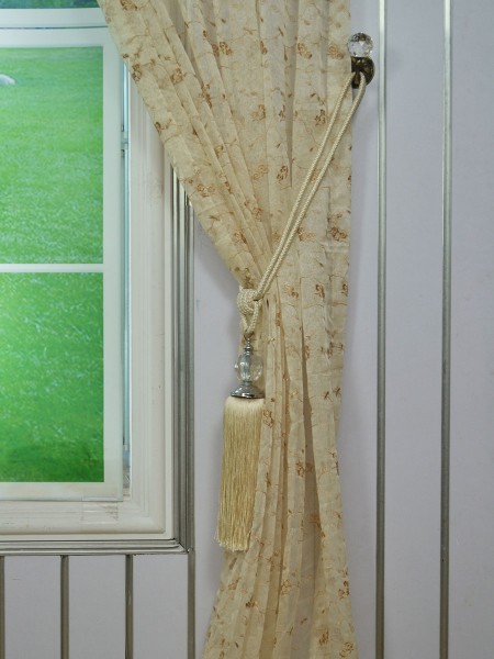 Elbert Damask Pattern Embroidered Double Pinch Pleat Sheer Curtain Panels Online Tassel Tieback