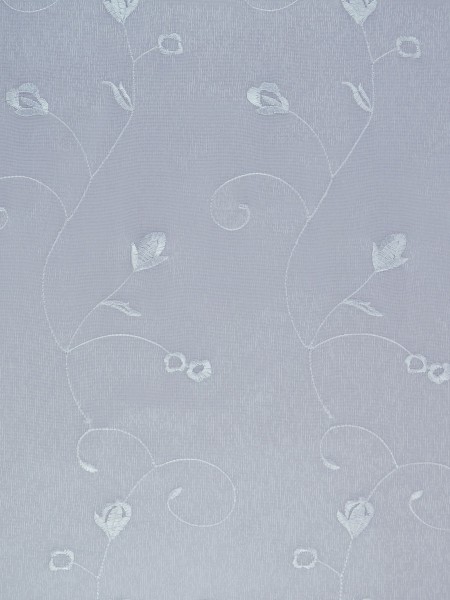 Elbert Floral Embroidered Sheer Fabric Sample White Color