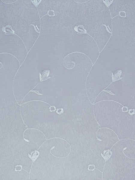 Elbert Floral Embroidered Sheer Fabric Sample White Color