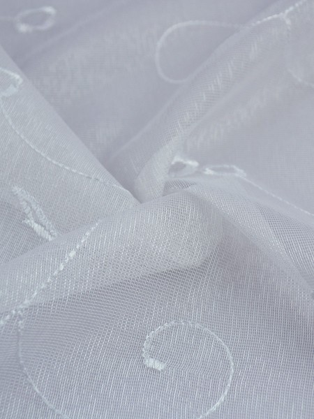 Elbert Floral Embroidered Sheer Fabric Sample (Color: White)