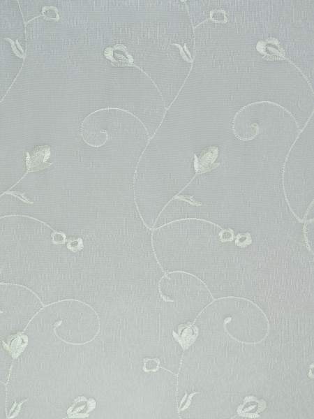 Elbert Floral Pattern Embroidered Grommet White Sheer Curtains Panels Online Ivory Color