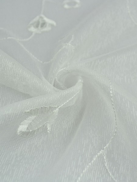 Elbert Floral Pattern Embroidered Rod Pocket White Sheer Curtains Panels Online (Color: Ivory)