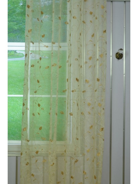 Elbert Floral Pattern Embroidered Rod Pocket White Sheer Curtains Panels Online