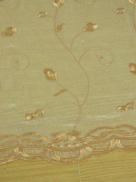 Elbert Floral Pattern Embroidered Versatile Pleat White Sheer Curtain Panels Trimming Hem