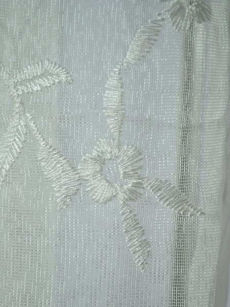 Elbert Branch Floral Pattern Embroidered Grommet White