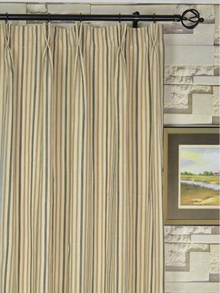 Striped Blackout Double Pinch Pleat Extra Long Curtains
